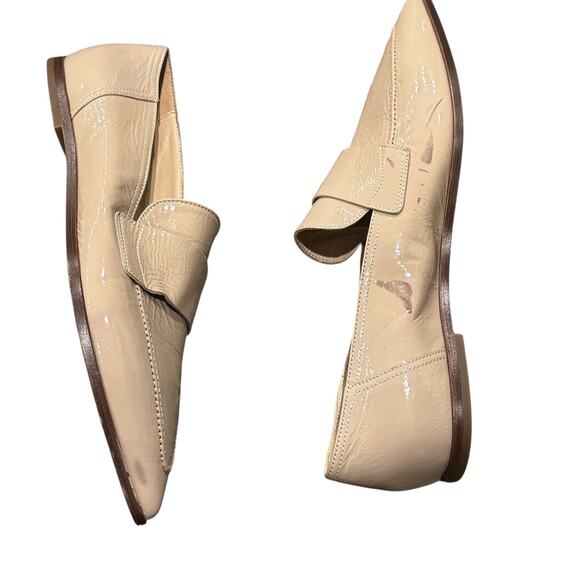 AGL Women's Beige Patent Leather Loafer Flat Pointed Slip-On Size 41 New Flawed - Picture 12 of 12